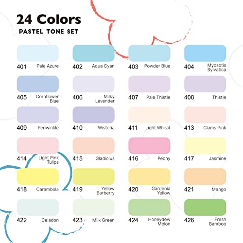 Arrtx Alcohol Markers 24 Fresh Colors Brush Marker and Chisel Marker for Artists Coloring, Dual Tip Alcohol-based Ink, Permanent Art Marker Pen for Artist Adult Kids Drawing Calligraphy Illustration - Image 2