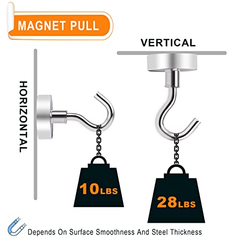 MIKEDE Magnetic Hooks Heavy Duty, 25Lbs Neodymium Magnets with Hooks for Refrigerator, 10Pcs Strong Cruise Hooks for Hanging, Magnetic Hanger for Grill, Toolbox, Storage - Image 7