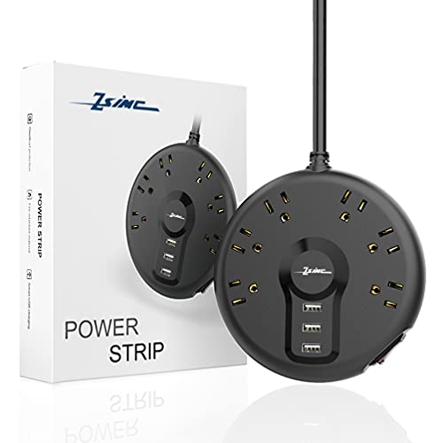Power Strip, Surge Protector, 6 Outlets and 3 USB Ports 6.5FT Long Extension Cord, ZSIMC Sleek Socket Overload Surge Protection, Flat Plug Charging Station Compact for Dorm Room, Office, Home, Travel - Image 2