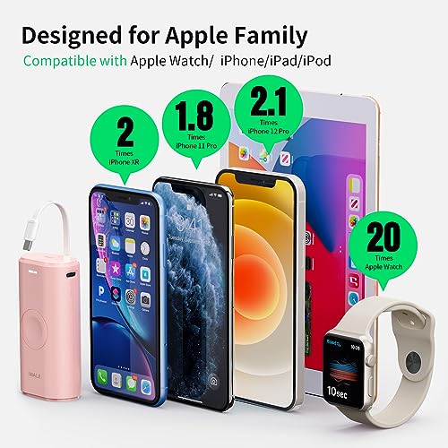 iWALK Portable Apple Watch Charger, 9000mAh Power Bank with Built in Cable, Phone Charger, Compatible with Apple Watch Series 7/6/Se/5/4/3/2, iPhone14/13/12/12 Pro Max/ 11/6s - Image 5