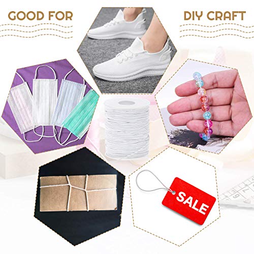 Elastic String for Bracelets, Selizo Elastic Cord Stretchy Bracelet String for Bracelets, Necklace, Beading and Sewing (1.2 MM, 109 Yards, White) - Image 2
