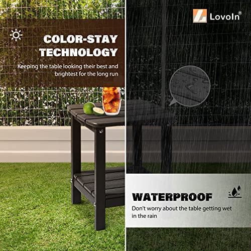 LovoIn Black Adirondack Table Patio Side Table, Easy-Maintenance & Weather-Resistant Poly Lumber End Tables for Patio, Garden, Lawn, Indoor Outdoor Companion - Image 5