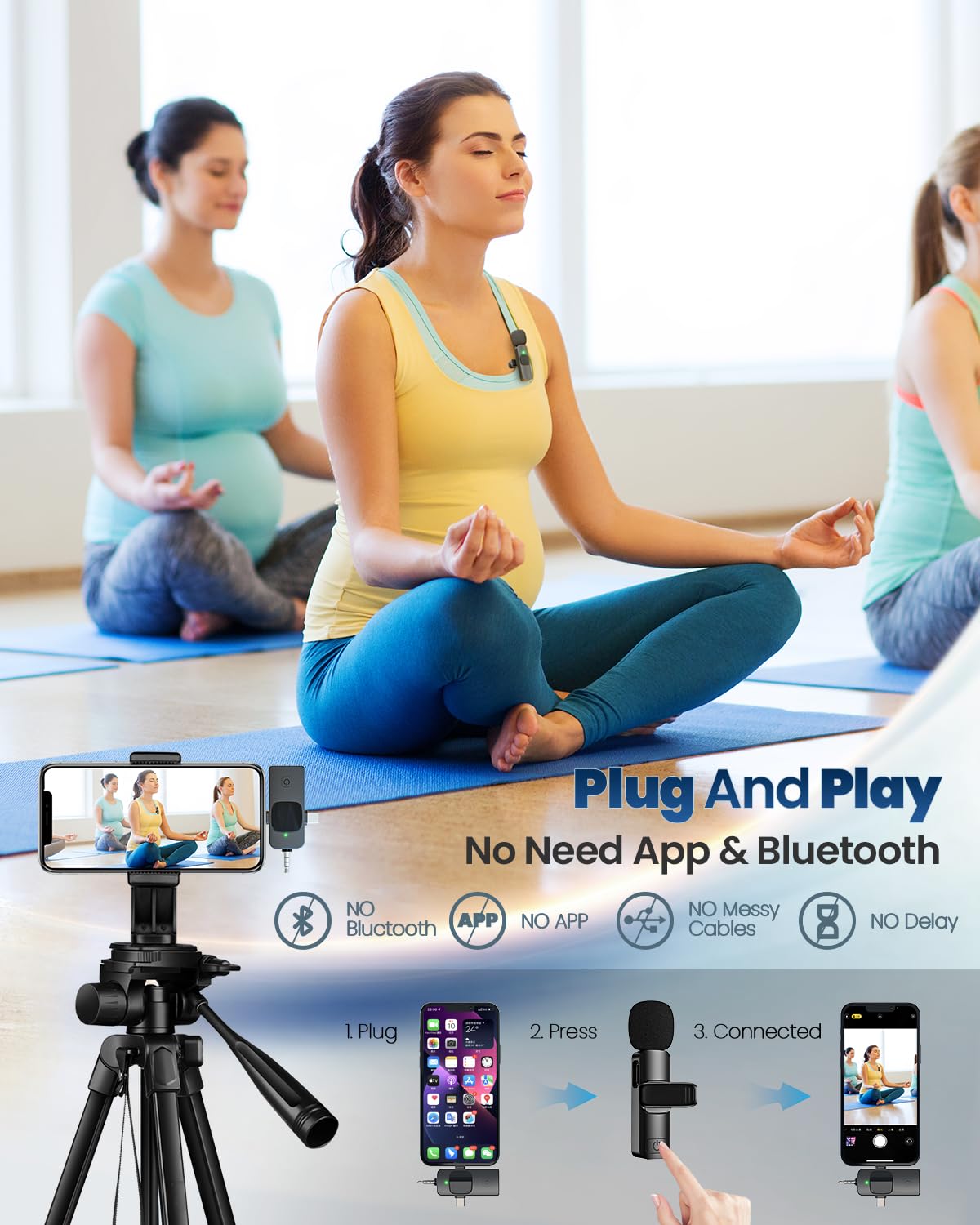 4 in 1 Mini Microphone Wireless Lavalier Microphone for iPhone Android Computer Laptop Camera USB-C,2.4G Ultra-Low Delay,Noise Reduction,Double Lapel Microphone for Youtube TikTok Vlog (Mini Mic) - Image 6